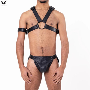 High-Quality Real Leather <b>Men's</b> Briefs Snap-on <b>Pouch</b> Jockstrap Professional Sports & Performance Gear Club Wear Leather Jocks - Product Image 4