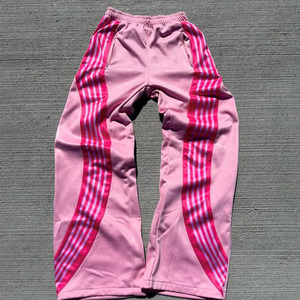 กางเกงแทร็คแพนท์ผู้ชาย กางเกงขายาว โพลีเอสเตอร์ สแปนเด็กซ์ ปักโลโก้ กางเกงวอร์มทรงโอเวอร์ไซส์ กางเกงแทร็คแพนท์ลายทาง - Product Image 2