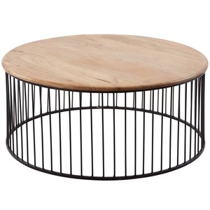 Luxury Handmade Marble Accent Coffee <b>Table</b> with Decorative <b>Iron</b> Stand - Product Image 2