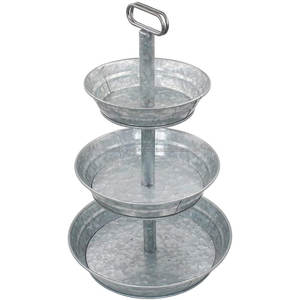 Ensemble de 3 supports à gâteaux ronds côtelés en métal galvanisé Outils de vaisselle au design simple et attrayant - Product Image 3