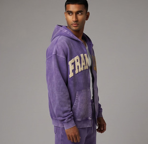 High Quality Men's Drawstring Chenille Embroidery <b>Hoodie</b> <b>Short</b> Set Custom 100% Cotton Fleece Sportswear Regular Winter Printed - Product Image 6