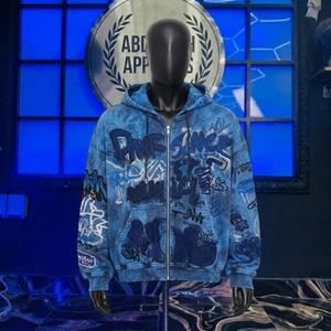 Sudadera con capucha rosa para hombre con cremallera, letras de diamantes de imitación, bolsillo con tachuelas personalizadas, estilo vintage, lavado ácido, ropa urbana - Product Image 3