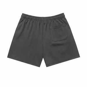 Shorts de sport pour homme en maille 100 % coton 180 GSM, taille mi-haute avec cordon de serrage, noir, respirant, broderie personnalisée, OEM ODM - Product Image 2