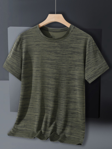 T-shirt en polyester pour homme, col rond confortable, manches courtes, tissu doux, léger, coupe décontractée, pour tous les jours, loisirs et travail - Product Image 4