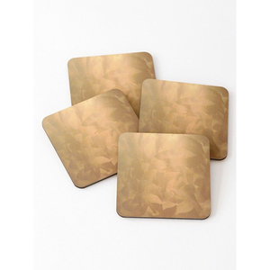 Gold Coaster <b>Set</b> Of 4 Brushed Metallic Square Drink Coasters Heat Resistant Anti-Slip Table Decor For Home <b>Office</b> Modern Bar Use - Product Image 1