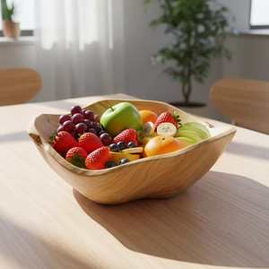 Bol en bois de hêtre écologique, fait main, de haute qualité, naturel, personnalisé, design moderne, pour les dîners de fête, vaisselle, légumes - Product Image 3
