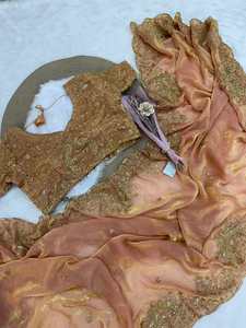 Designer Beautiful Embroidery And Sequence Work Space <b>Satin</b> Saree Paired With Embroidery Work Fully Stitched <b>Blouse</b> - Product Image 3