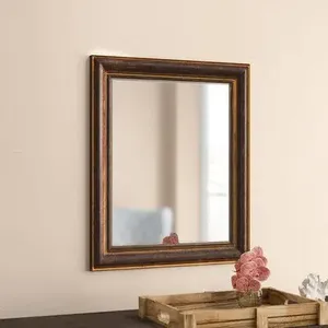 Rustic charm large <b>wooden</b> wall <b>mirror</b> frame with antique distressed surface for living room or bedroom decor Elegant - Product Image 3