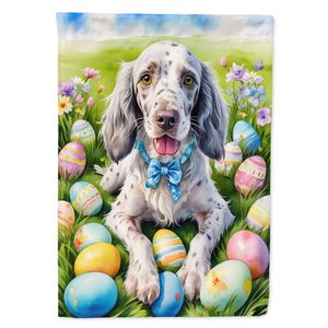 Setter anglais Chasse aux oeufs de Pâques Drapeau de jardin Boîte aux lettres multicolore Bannière de cour décorative pour patio Oeuvre d'art pour parterres de fleurs - Product Image 1