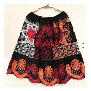 Jupe longue à imprimé floral, vintage, taille basse, droite, en coton brodé, pour femmes, basiques, assorties à toutes les tenues, pour l'automne - Product Image 4