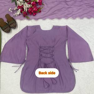 Ensemble Kurta traditionnel en coton pour femme avec pantalon ballon vert, tenue décontractée violette, coupe ample, longueur cheville, style Inde Pakistan - Product Image 5