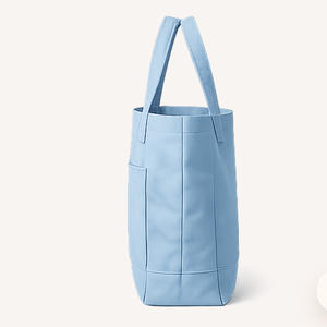กระเป๋าผ้าแคนวาส COTTON FIELD 100% ผ้าฝ้าย พร้อมซิปปิด หูหิ้วยาว สีฟ้าล้วน น้ำหนักเบา ขนาดกลาง ใช้ซ้ำได้ เหมาะสำหรับใส่ของช้อปปิ้ง - Product Image 5