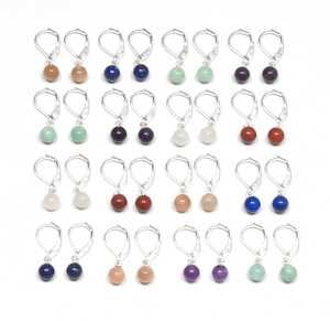 Pendientes de Piedras Preciosas Naturales Surtidas de 6 mm, Bonitos Pendientes Hechos a Mano con Baño de Plata para Fiesta, Joyería al por Mayor, Multicristales para Mujer, Mejor Precio - Product Image 2