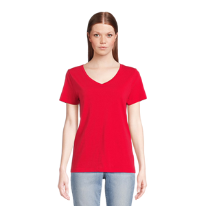 Camisetas de color sólido para mujer, tallas grandes, diseño moderno y elegante, cuello en V, camisetas casuales de color sólido para mujer de Bangladesh - Product Image 6