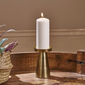 Support de bougie conique vintage en laiton fait main ILAHI, motif gaufré, 1 couleur, haute qualité, résistant à la chaleur, pour la maison et Noël - Product Image 2