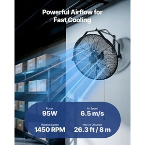Ventilatore Industriale da Parete da 18 Pollici con Alta Velocità 4000 CFM, 3 Velocità, Potente Motore in Alluminio per Garage e Uso Interno - Product Image 2