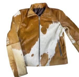 Chaqueta de Cuero Genuino de Piel de Vaca para Hombre, Chaqueta de Cuero Natural con Pelo de Vaca - Product Image 5