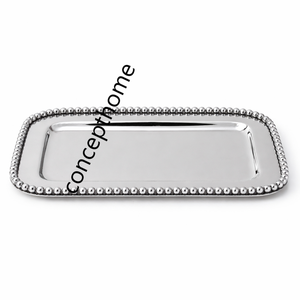 Bandeja Decorativa Rectangular de Metal Plateado, Ecológica, Hecha a Mano, para Comida, Bebidas y Desayuno, Apta para Lavavajillas, Duradera - Product Image 3