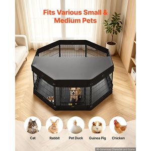 Parc pour chien pliable en métal robuste de 24 pouces à 8 panneaux avec couvercle supérieur et tapis de sol, utilisable en intérieur - Product Image 5