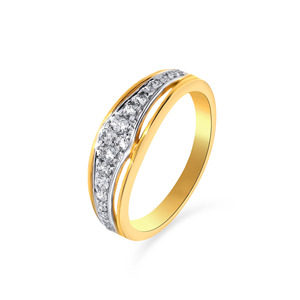 Sparkling Diamond <b>Ring</b> in 18K Gold <b>Thin</b> Band Full Pave Diamond Setting Modern Geometric Style Women’s Stackable <b>Ring</b> - Product Image 1