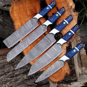 Juego de Cuchillos de Damasco LEGACY BLADES Premium, los Más Vendidos, con Mango de Madera, Forjados a Mano, Cuchillos de Cocina para Chef con Bolsa de Cuero Enrollable - Product Image 6