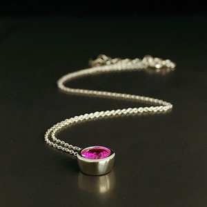 สร้อยคอพลอยสีชมพู จี้เงินแท้ ของขวัญวันเกิดเดือนกรกฎาคม ของขวัญคริสต์มาส ของขวัญครบรอบ 40 ปี สำหรับผู้หญิง - Product Image 6