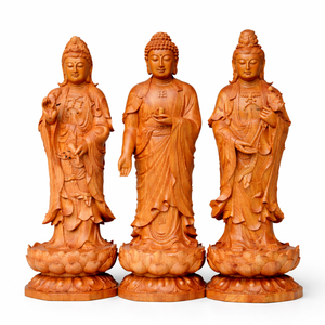 Conjunto de tres estatuas de madera de los Tres Santos - Product Image 1