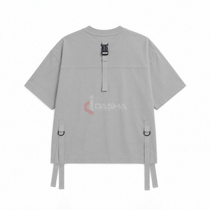 T-shirt surdimensionné en molleton français lavé de haute qualité avec poche cargo pour homme, broderie personnalisée OEM - Product Image 2