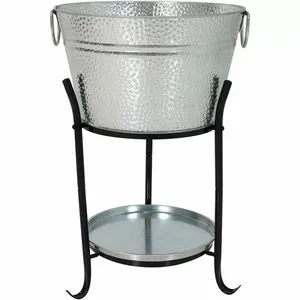 Seau à glace Iron Chill Harmony avec support en fer et un plateau de service pour le stockage de boissons fraîches de bière pour la fête en plein air indienne - Product Image 6