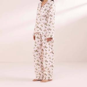 Ensemble de Nuit 2 Pièces Respirant 100% Coton pour Femme, Nouveau Design Romantique, Taille Élastique, Vêtement de Nuit d'Été, Vente en Gros, Fabriqué en Chine - Product Image 4