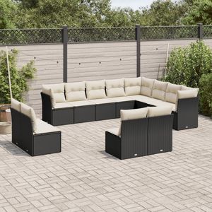 Conjunto de Sofás Modulares Grandes de Ratán PE Negro para Jardín, Elegante Colección de Muebles para Exteriores - Product Image 1