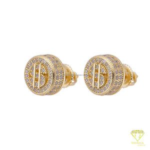 Boucles d'oreilles en diamant de laboratoire en forme de dollar, argent sterling 925, style hip-hop, bijoux tendance pour hommes et femmes - Product Image 3