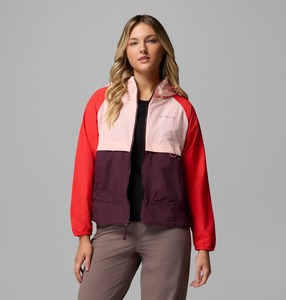 Women's Color Block Hooded <b>Racer</b> <b>Jacket</b> Full Sleeve Zipper Closure Windproof Woven Polyester Spring Wear - Product Image 1