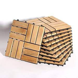 Contemporary Acacia <b>Wood</b> Deck Tiles Anti Slip Interlocking Floor <b>Planks</b> - Product Image 1
