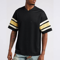 Maillot de baseball noir en maille pour homme, manches courtes, col rond, manches rayées, coupe classique, respirant, léger, pour équipe sportive adulte