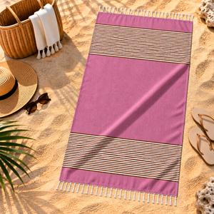 Toalla de playa turca Fouta al por mayor, teñida con hilo, sin arena, para Hammam, con tamaño y diseño personalizables. - Product Image 5