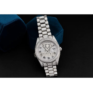 Montres mécaniques automatiques de luxe Hip Hop Iced Out en or, serties de diamants véritables et de Moissanite VVS - Product Image 1