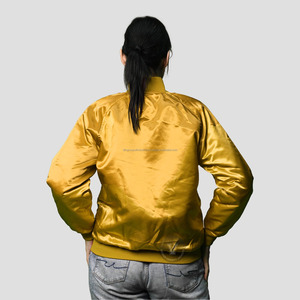 แจ็กเก็ตเบสบอลผ้าซาตินปักสีทองสำหรับเด็กนักเรียนหญิงและชาย - Product Image 2
