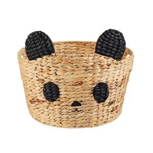 Panda Water Hyacinth Storage Basket Woven Animal Shaped Toy Organizer Bin <b>Cute</b> <b>Bear</b> Kids Nursery Laundry Hamper - Product Image 1