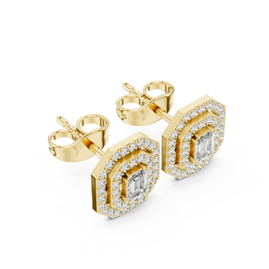 Pendientes de Diamante Cultivado en Laboratorio con Corte Esmeralda, Oro Sólido de 14K/18K, Doble Halo, Pavé, DEF VVS, Joyería Fina, Regalo de Aniversario, ODM - Product Image 3