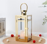 Lanterne carrée en fer forgé avec panneaux en verre, porte-bougie, décoration de Noël, de Pâques, pour la maison, utilisation intérieure et extérieure, impression personnalisée en 1 couleur