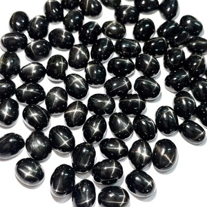 Lot de cabochons ovales en diopside noir à asterisme, pierres précieuses en vrac, agate, vente en gros, grande quantité - Product Image 1