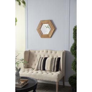 18.5 \ "X 18.5 \" struttura in legno naturale esagono specchio da parete elegante soggiorno bagno arredo corridoio - Product Image 5