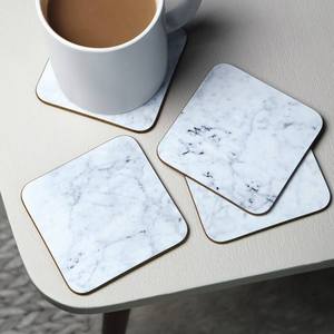 Marble <b>Print</b> Coaster Set With Elegant Stone Inspired Design For Home Decor <b>Coffee</b> Table Protection Tea <b>Coffee</b> Use Office Desk - Product Image 4