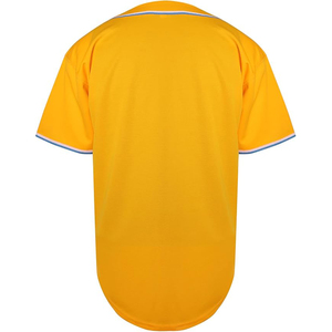 Unisex Yellow Baseball Jersey Short Sleeve Button <b>Down</b> Breathable Polyester Sport Top Adult Regular Fit - Product Image 3