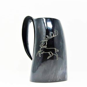 Mug en corne de buffle naturelle polie, objet d'art de collection, tasse à boire durable - Product Image 5