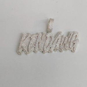 Pendentif Prénom Personnalisé en Argent 925 Moissanite Entièrement Sertie, Breloque Script, Collier avec Mot Personnalisé, Cadeau Hip Hop - Product Image 1