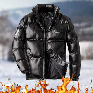 Blouson matelassé en toile noir uni à capuche et fermeture éclair intégrale, coupe ajustée pour homme, service OEM, décontracté, séchage rapide, imperméable, pour l'extérieur, collection printemps - Product Image 4