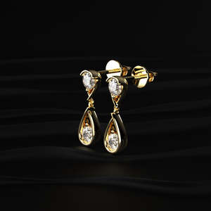Moissanite Teardrop Dangle Earrings Round Diamond Look Two Tier <b>Drop</b> Earrings 2.40TCW VVS Colorless Bridal Wedding Jewelry Gift - Product Image 4