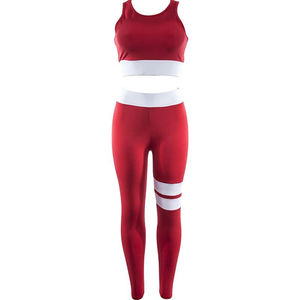 Conjunto de Yoga sin Costuras para Mujer, Top Corto con Bloques de Color Blanco y Negro, Leggings de Cintura Alta, Estilo Racerback, Ropa Deportiva de Dos Piezas - Product Image 2